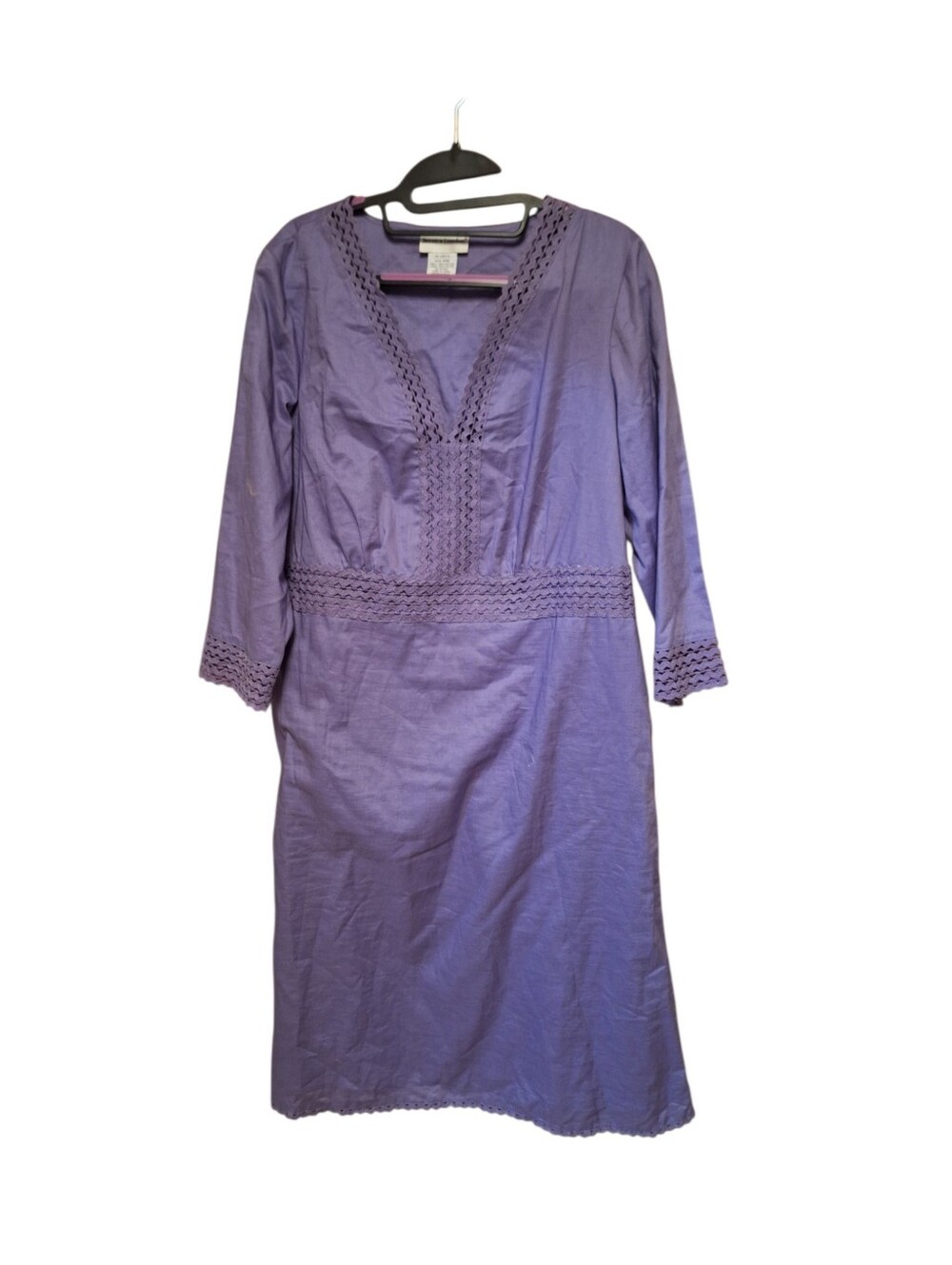 Jessica London Lavender Crochet Trim Shift Dress 100% Cotton Ladies 14W Office